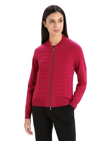 Dámské Bundy Icebreaker City Label ZoneKnit™ Merino Insulated Knit Bomber Růžové | CZ 1289QMAZ